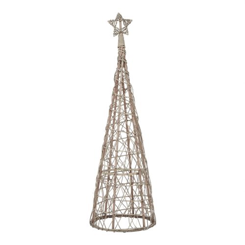 LED Wicker Christmas Tree With Star - 36cm x 36cm x 115cm