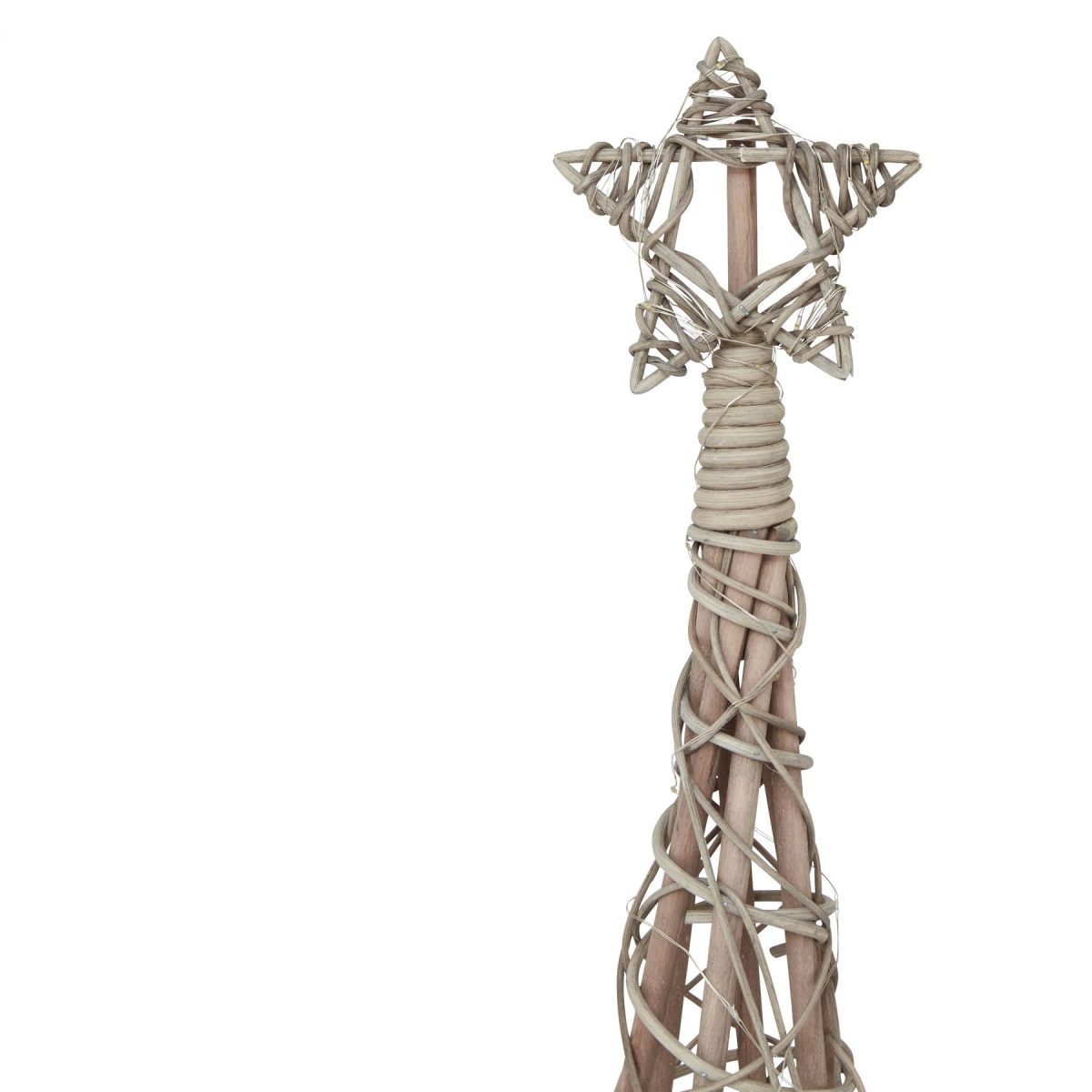 LED Wicker Christmas Tree With Star - 36cm x 36cm x 115cm