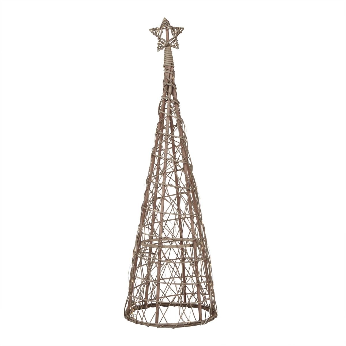 LED Wicker Christmas Tree With Star - 36cm x 36cm x 115cm