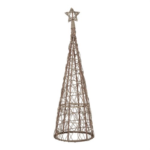 LED Wicker Christmas Tree With Star - 36cm x 36cm x 115cm