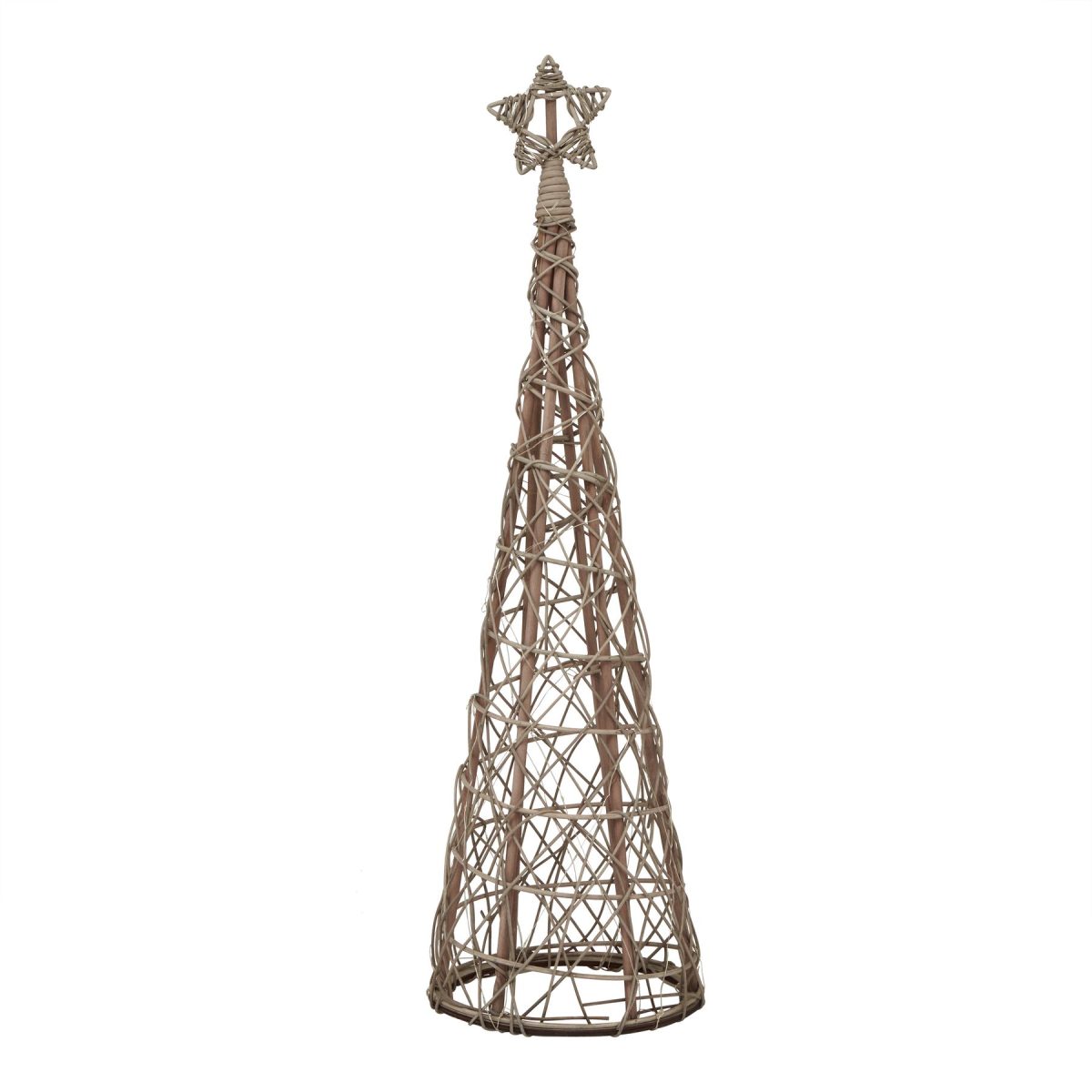 Small LED Wicker Christmas Tree With Star - 30cm x 30cm x 100cm
