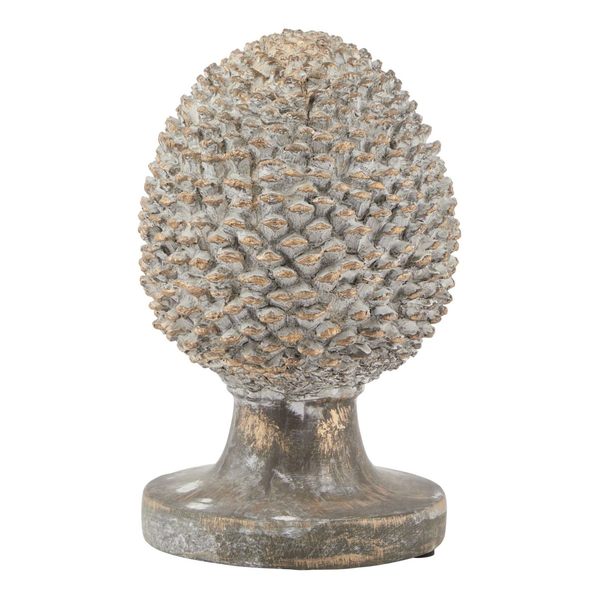 Stone Effect Pinecone Ornament With Gold Accents - 29cm x 19cm