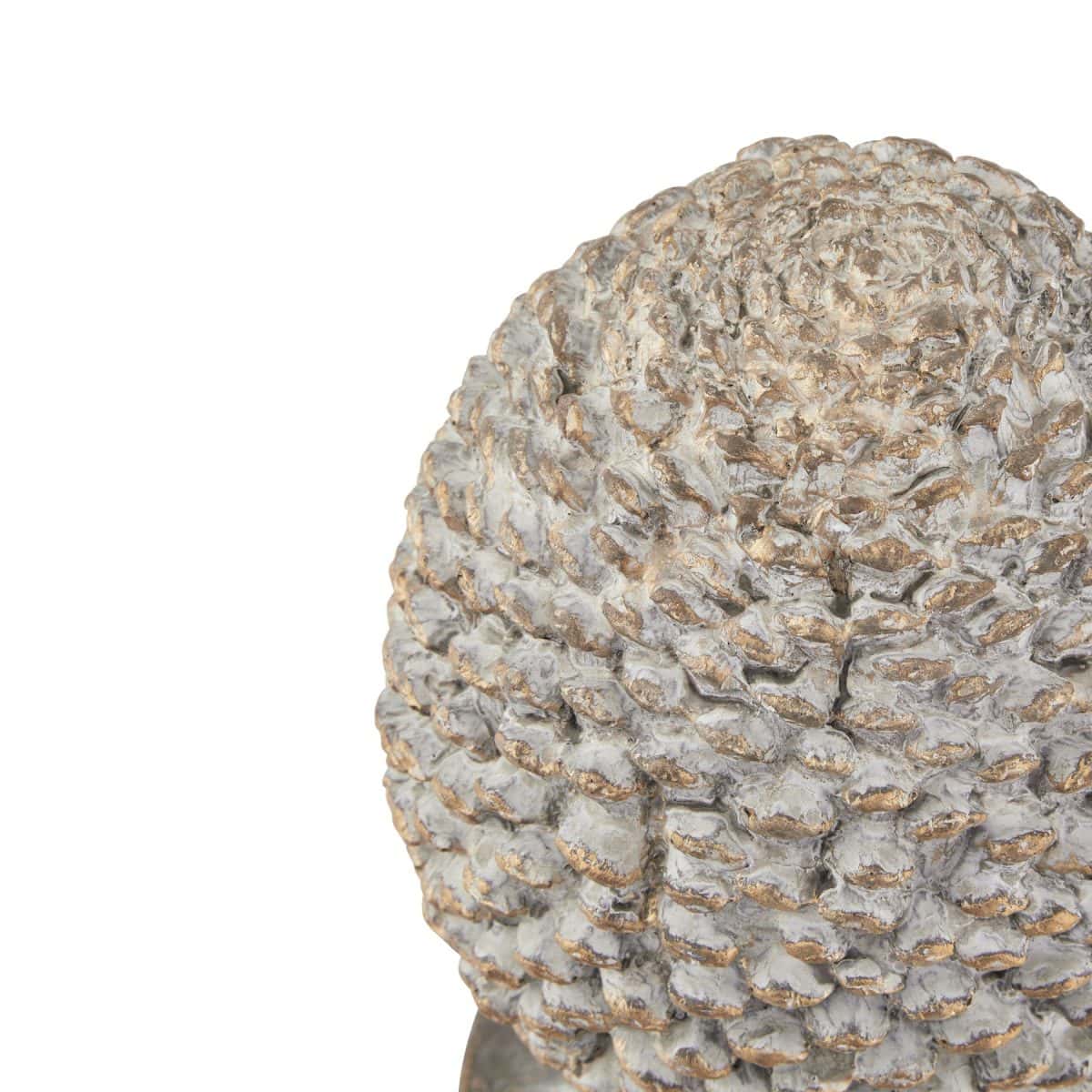 Stone Effect Pinecone Ornament With Gold Accents - 29cm x 19cm