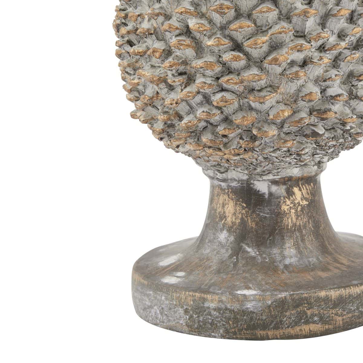 Stone Effect Pinecone Ornament With Gold Accents - 29cm x 19cm
