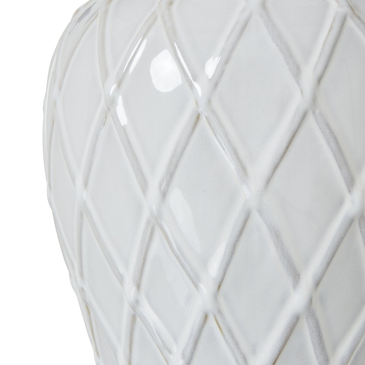 Metz White Ceramic Ginger Jar Table Lamp With Linen Shade