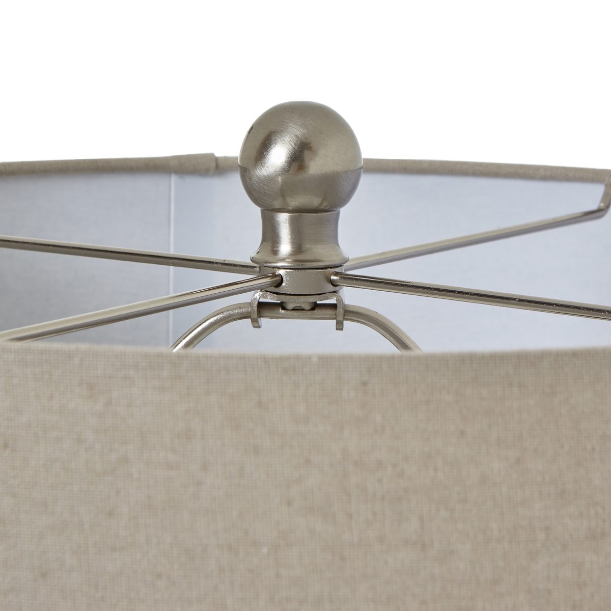 Mochos White Beaded Orb Ceramic Table Lamp With Linen Shade