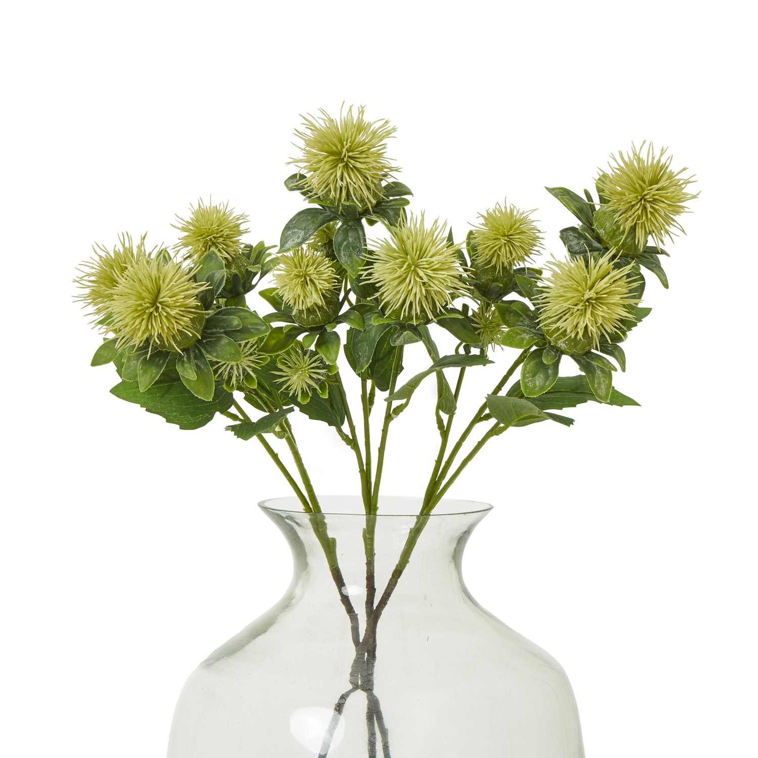 Artificial Safflower Spray, Green - 57cm
