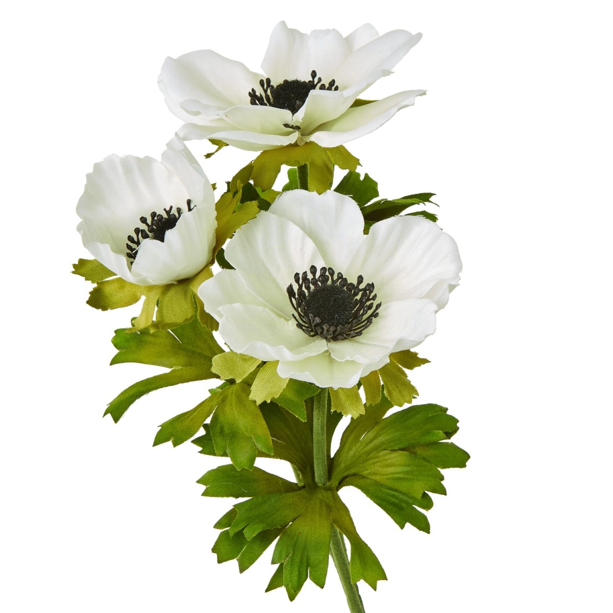 Artificial Anemone Spray, White - 56cm