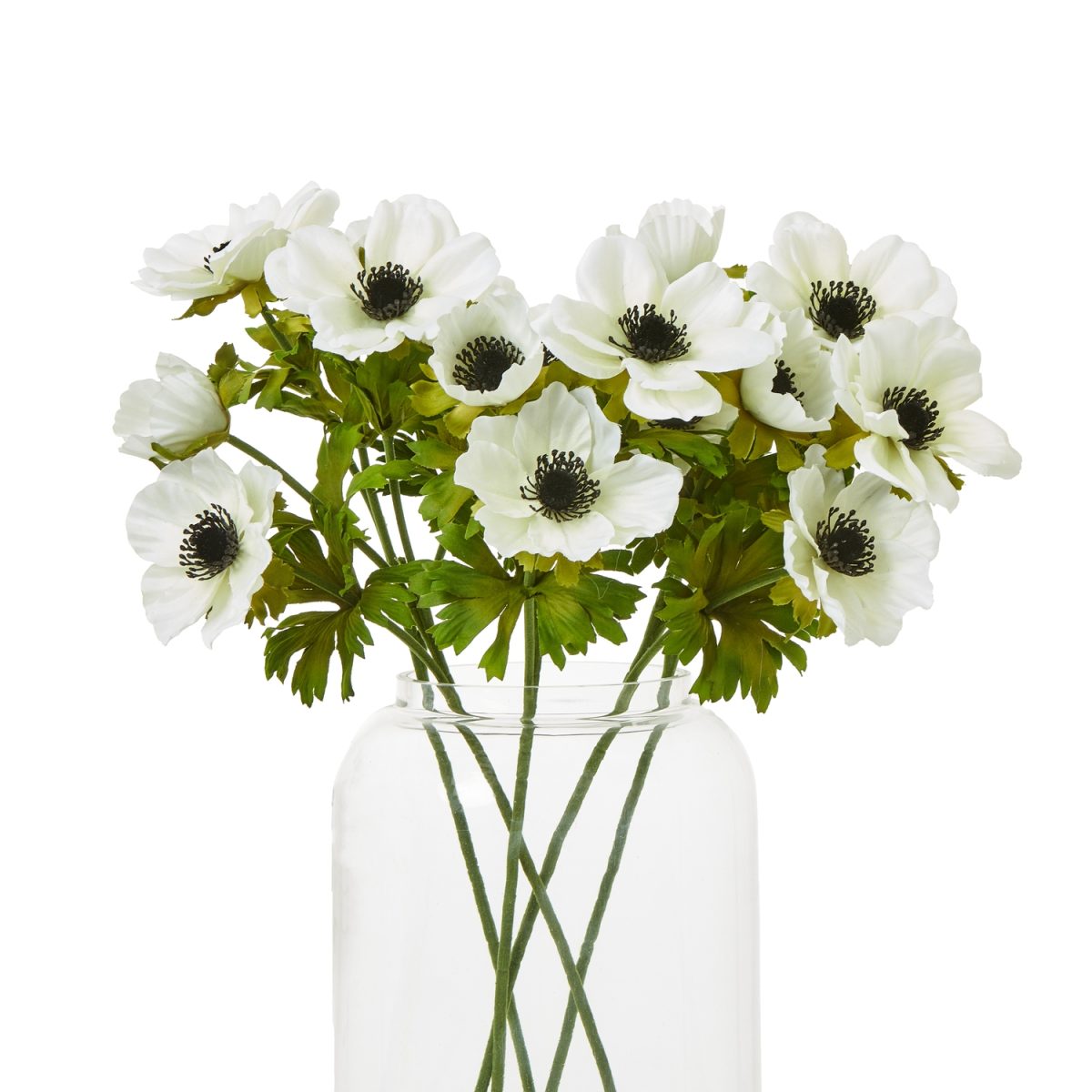 Artificial Anemone Spray, White - 56cm