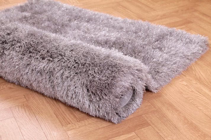 Sparkle Luxe Shaggy Rug, Silver