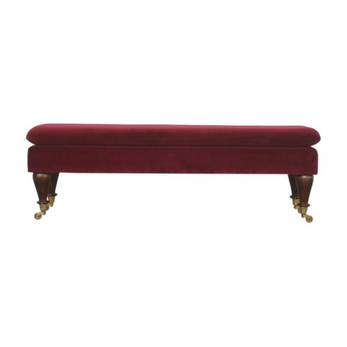 Deep Red Velvet Footstool