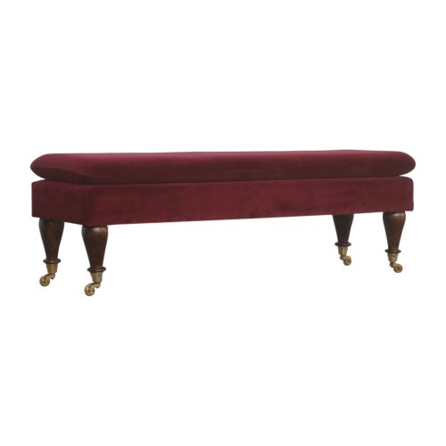 Deep Red Velvet Footstool