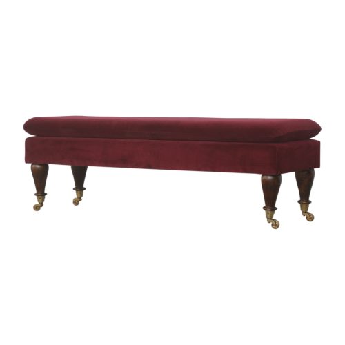 Deep Red Velvet Footstool