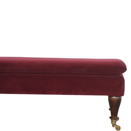 Deep Red Velvet Footstool