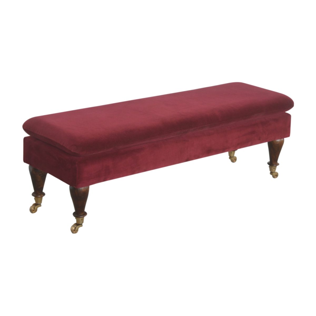 Deep Red Velvet Footstool