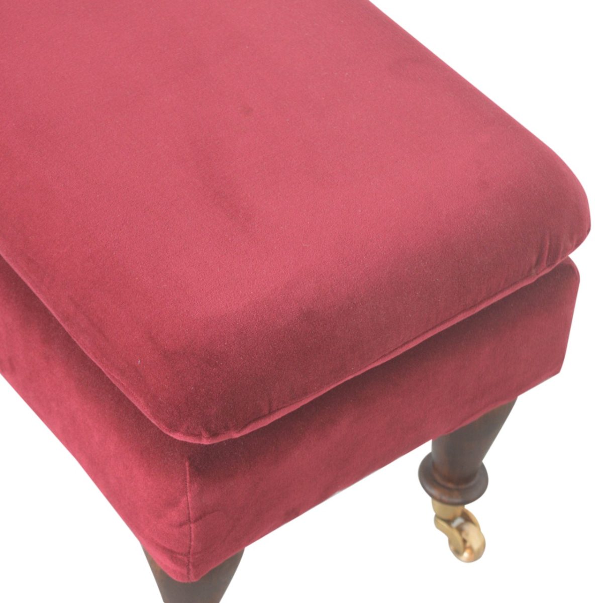 Deep Red Velvet Footstool