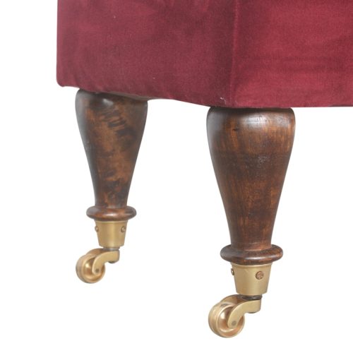 Deep Red Velvet Footstool