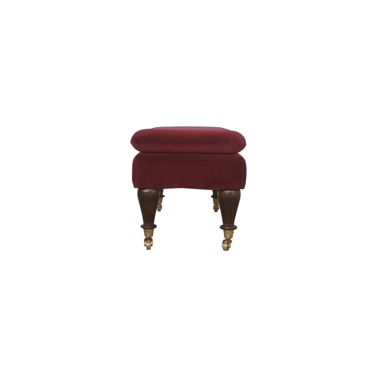 Deep Red Velvet Footstool