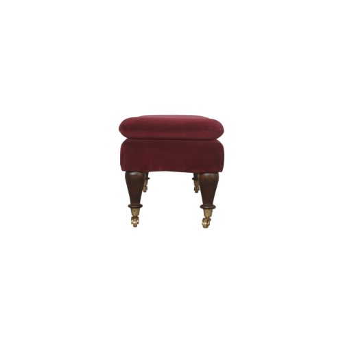 Deep Red Velvet Footstool