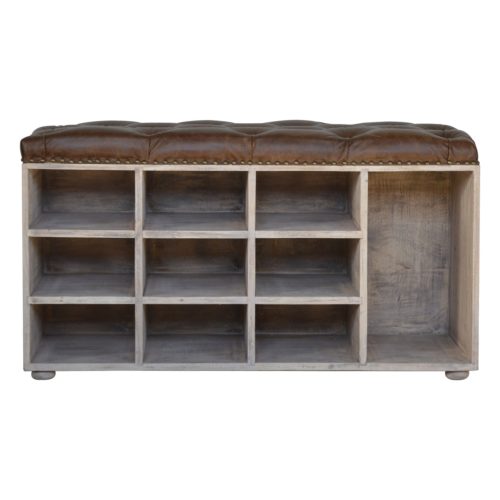 Leather Seat Storage Bench