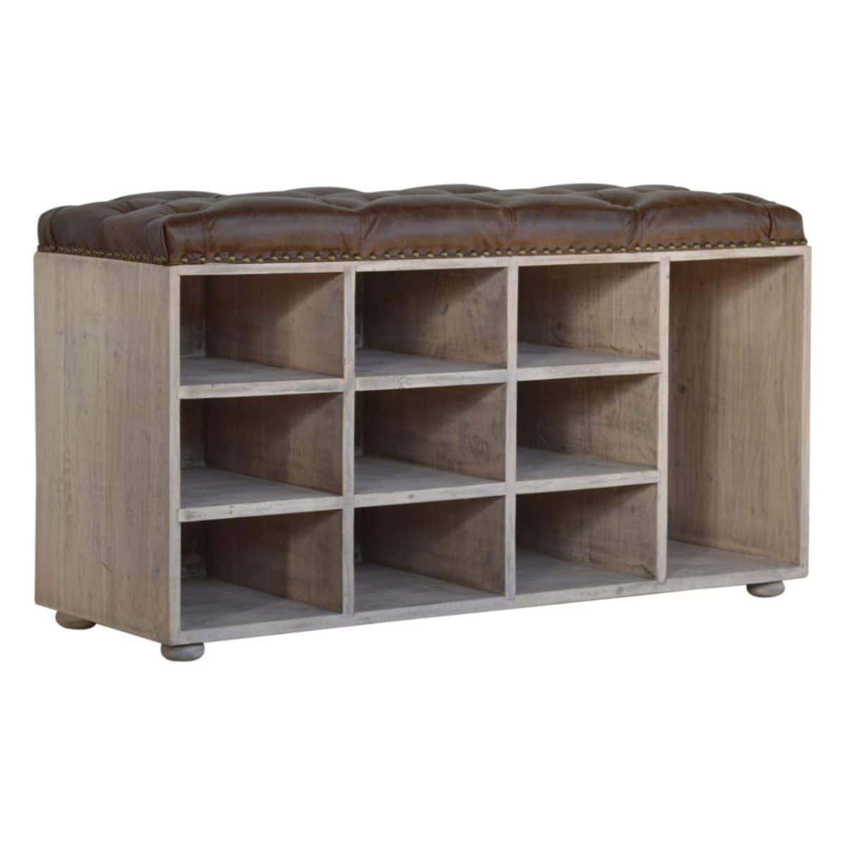 Leather Seat Storage Bench