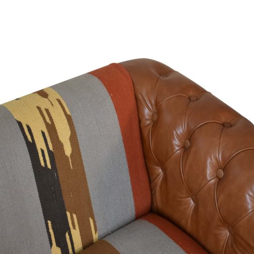 Artezzan Darwin Chesterfield Sofa 2 Seater, Tan Leather & Durrie