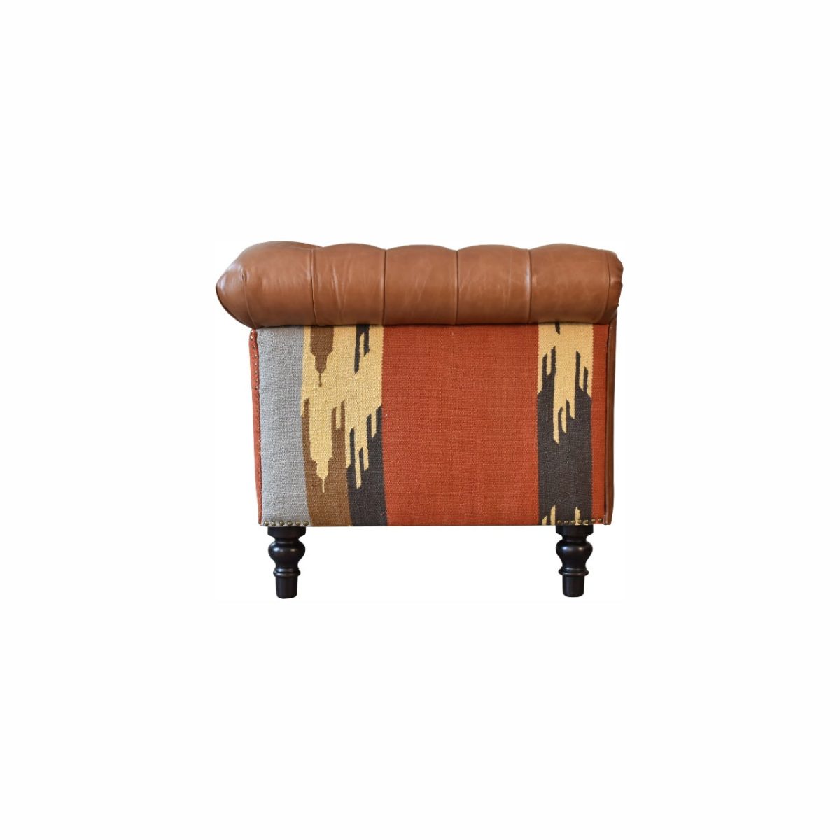 Artezzan Darwin Chesterfield Sofa 2 Seater, Tan Leather & Durrie