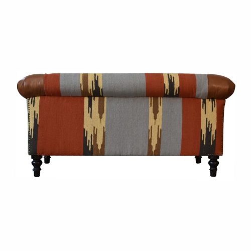 Artezzan Darwin Chesterfield Sofa 2 Seater, Tan Leather & Durrie