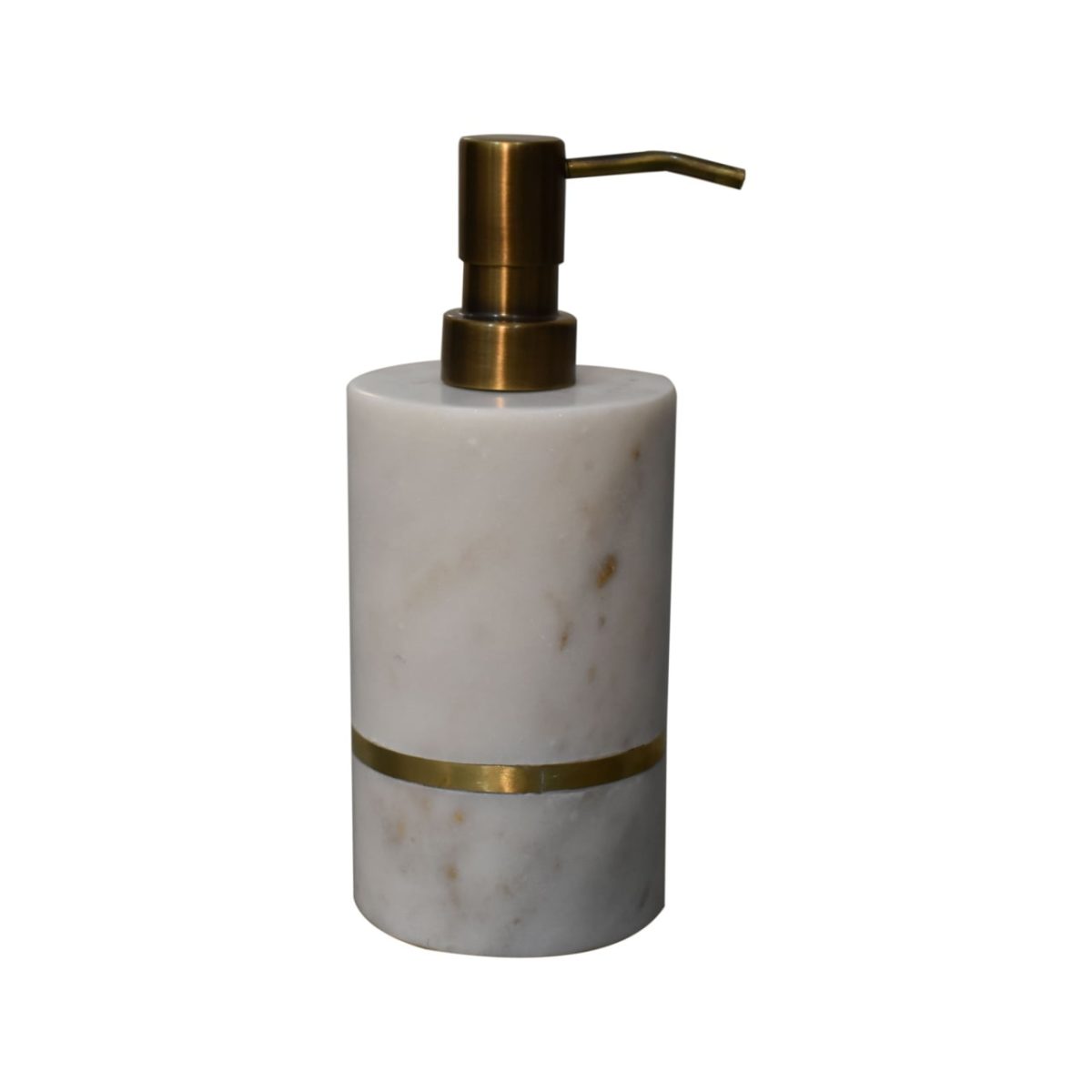 Bathroom Set, White Marble, Brass Inlay