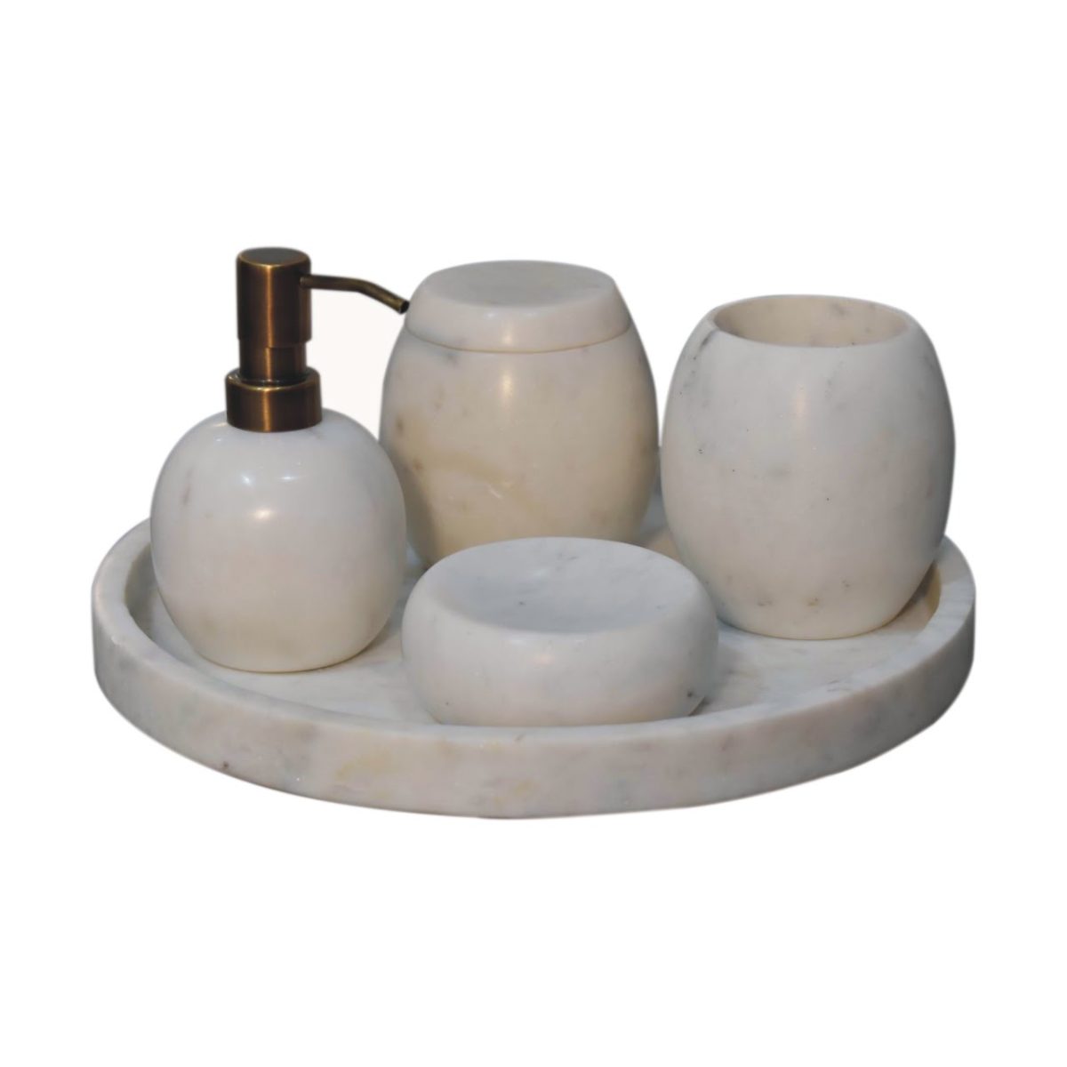 Bathroom Accessories Set, White Marble