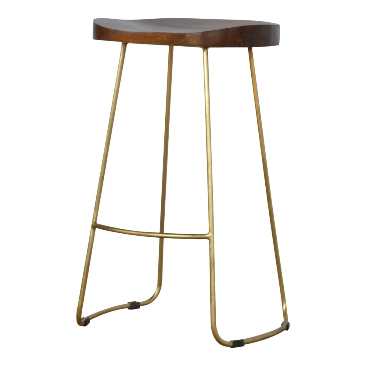 Anzio Industrial Barstool, Gold Legs