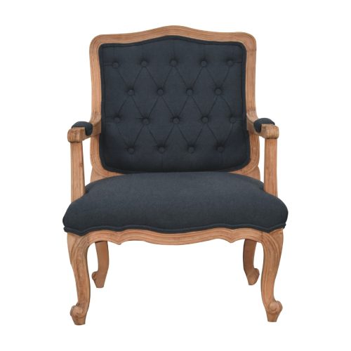 Artezzan Louis French Style Armchair, Navy Linen