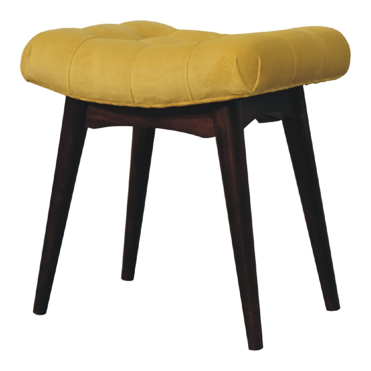Mini Mustard Velvet Curved Footstool
