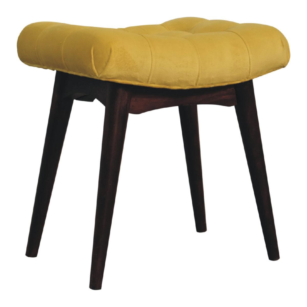 Mini Mustard Velvet Curved Footstool
