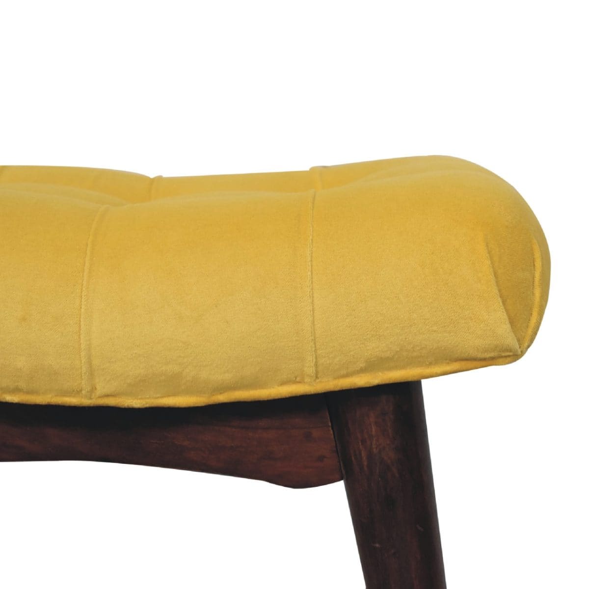 Mini Mustard Velvet Curved Footstool