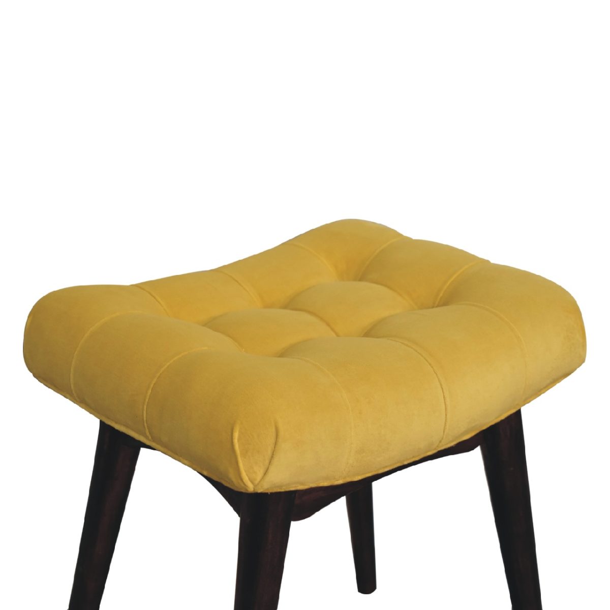 Mini Mustard Velvet Curved Footstool