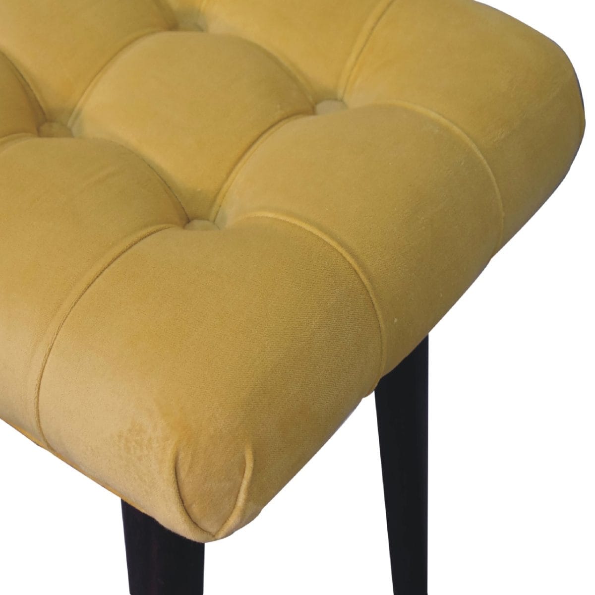 Mini Mustard Velvet Curved Footstool