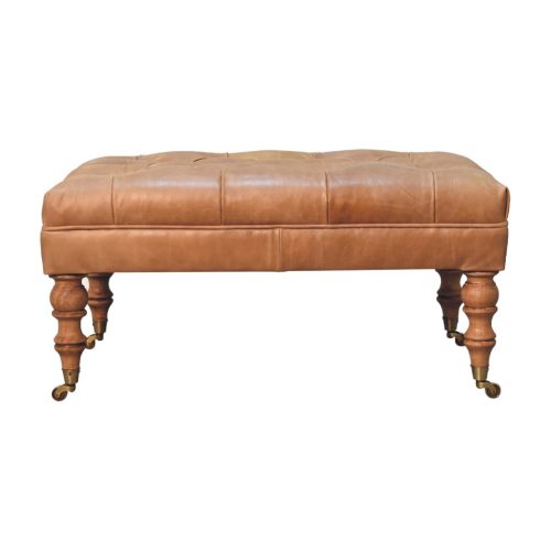 Tan Leather Ottoman