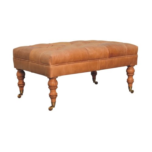 Tan Leather Ottoman