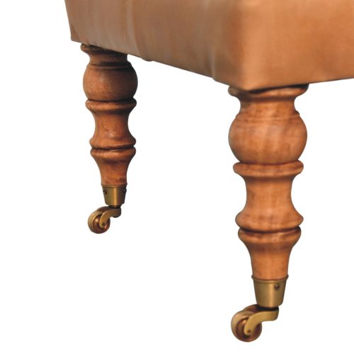 Tan Leather Ottoman