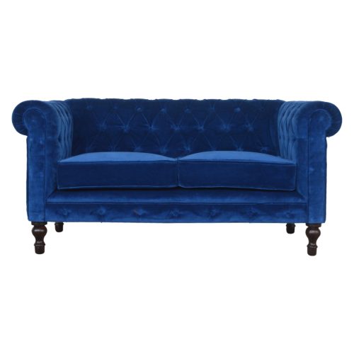 Artezzan Darwin Chesterfield Sofa 2 Seater, Royal Blue Velvet