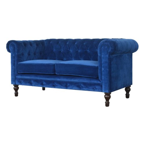 Artezzan Darwin Chesterfield Sofa 2 Seater, Royal Blue Velvet