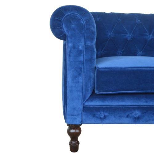 Artezzan Darwin Chesterfield Sofa 2 Seater, Royal Blue Velvet
