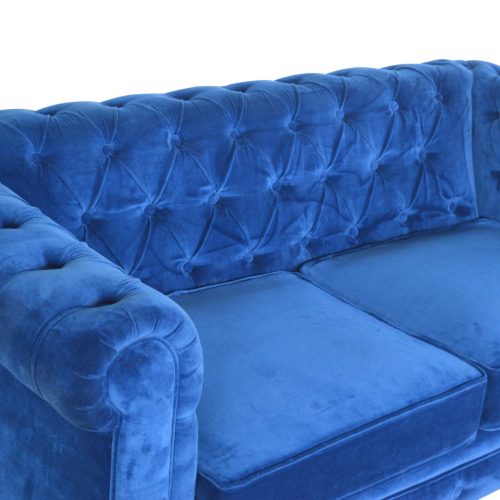 Artezzan Darwin Chesterfield Sofa 2 Seater, Royal Blue Velvet