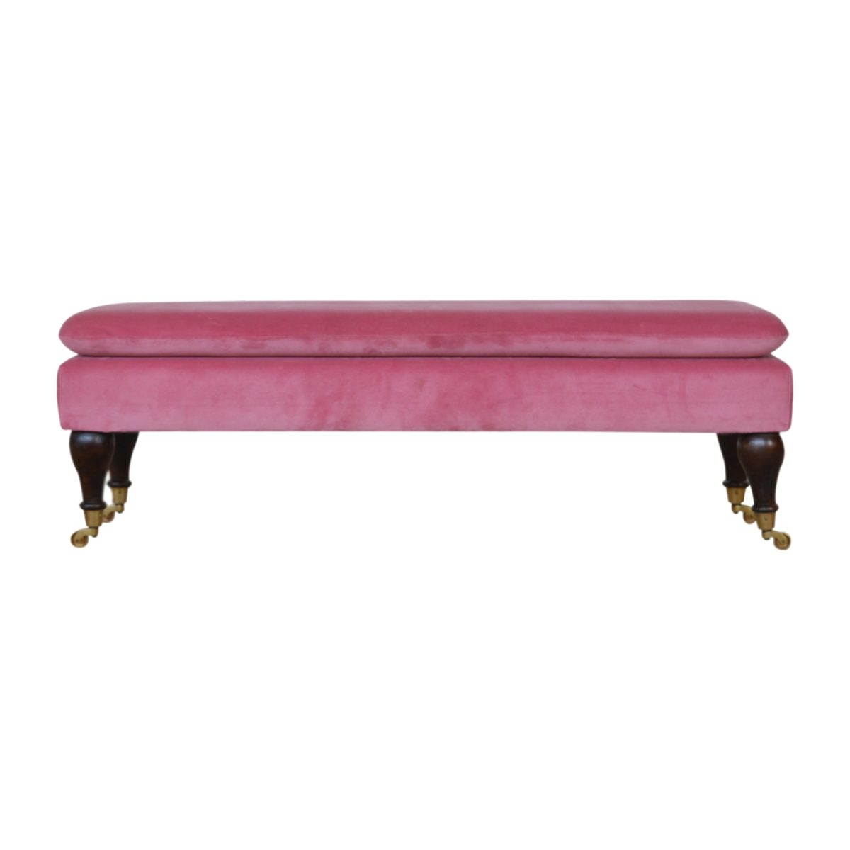 Bright Pink Velvet Footstool