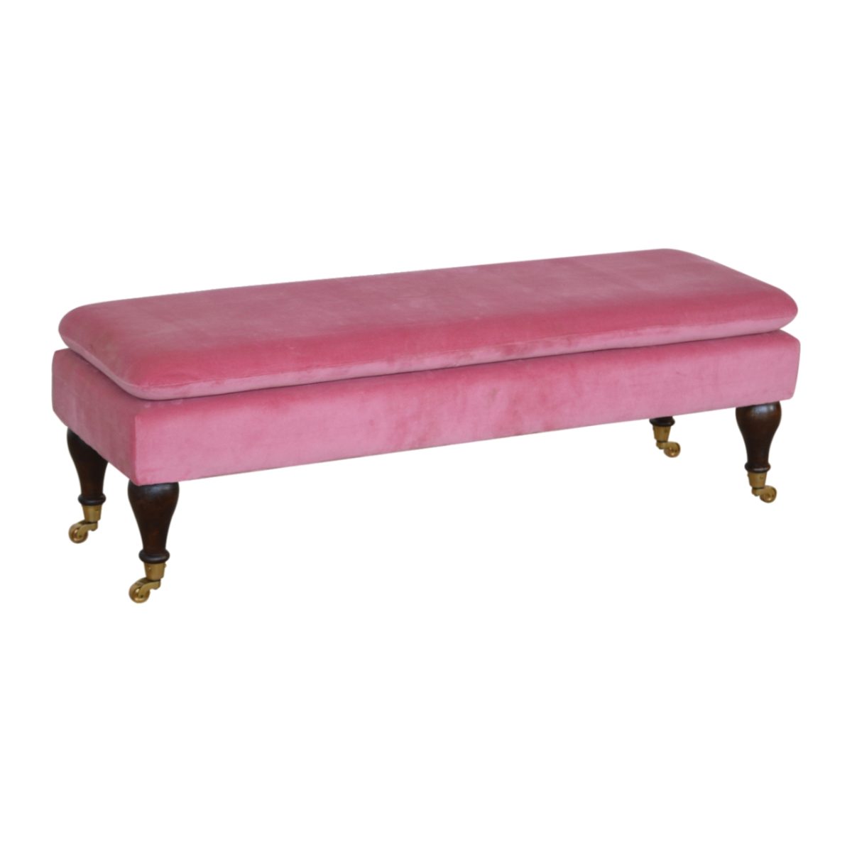 Bright Pink Velvet Footstool