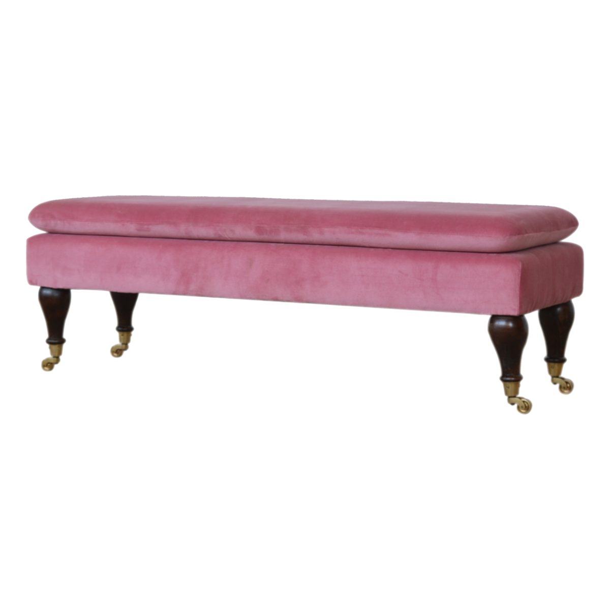 Bright Pink Velvet Footstool