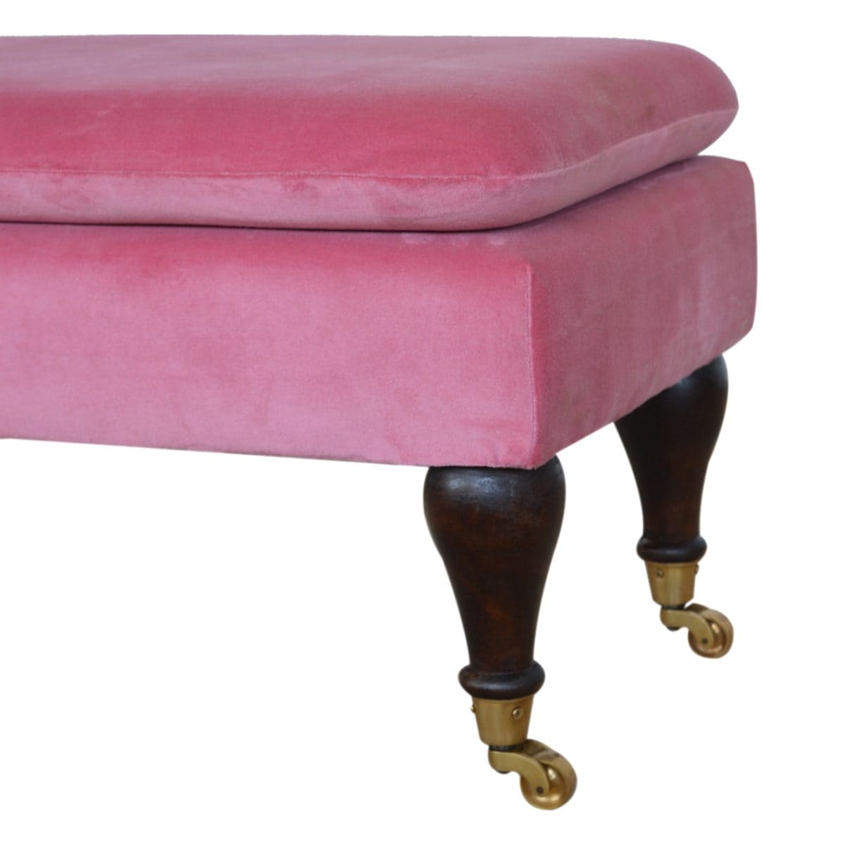 Bright Pink Velvet Footstool