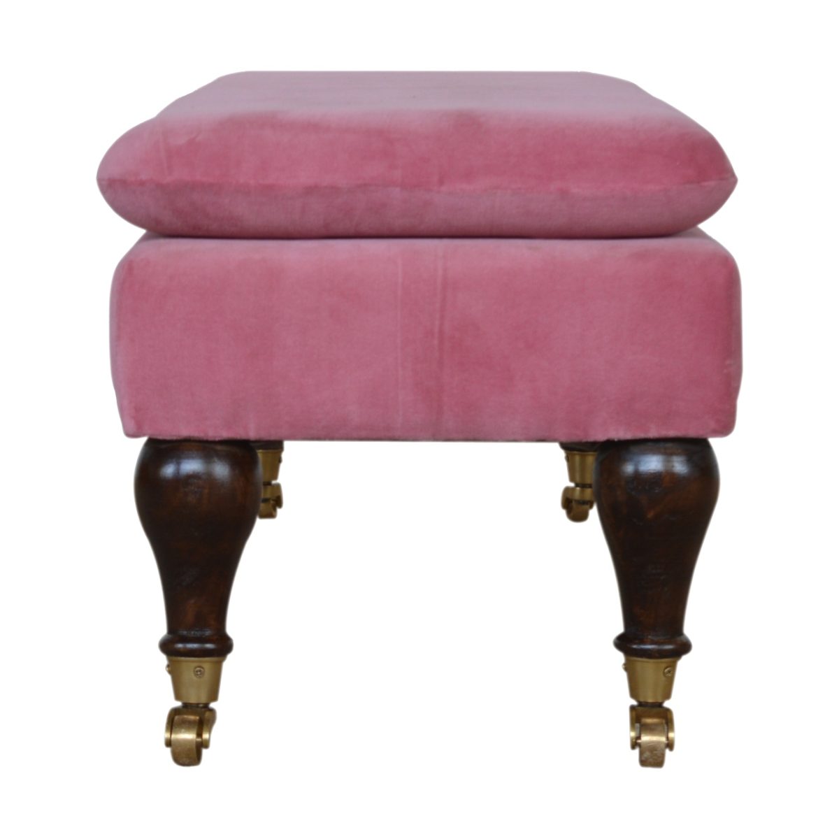 Bright Pink Velvet Footstool