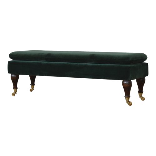 Emerald Green Velvet Footstool